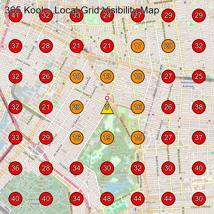 365 Kool GeoGrid visibility map for Air Conditioning Contractor in Brooklyn